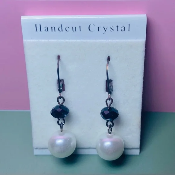 Honora‎ Freshwater Pearl & Black Onyx Dangle Earrings - Picture 2 of 3